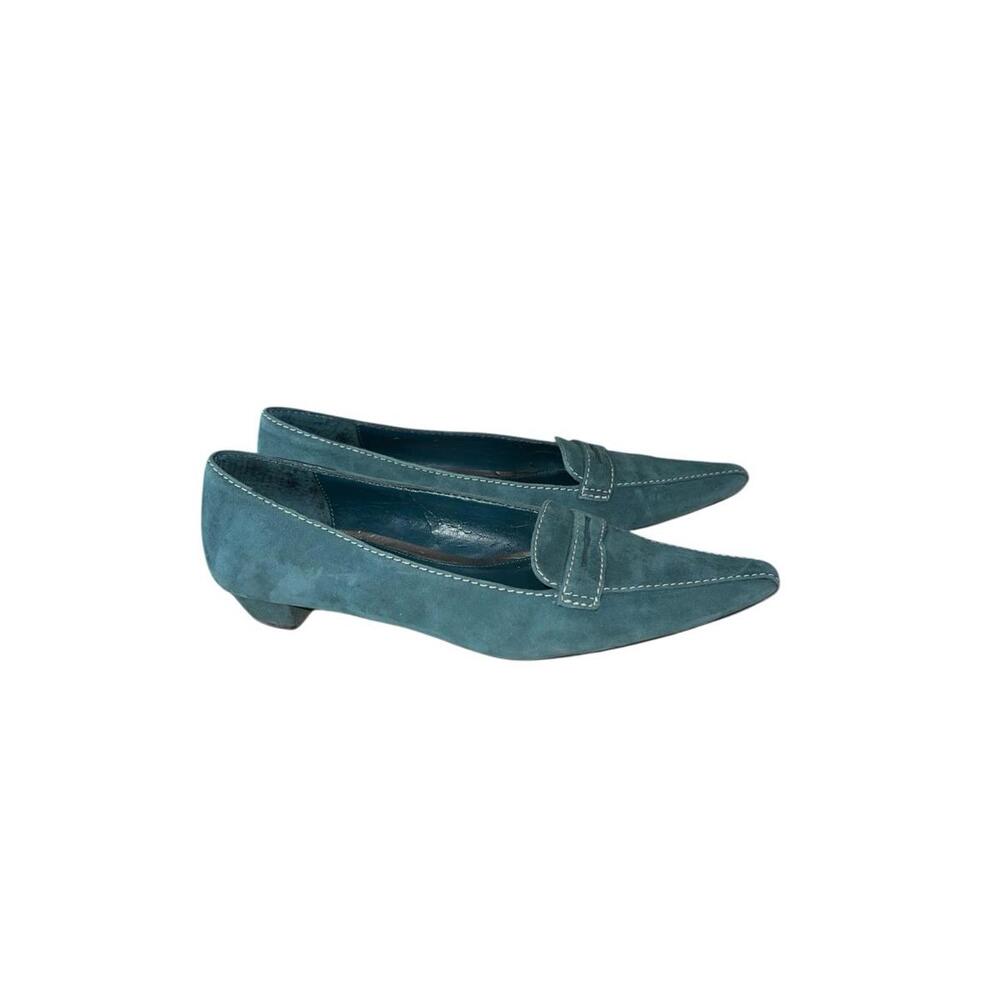 VTG Casual Corner Teal Suede Pointy Toe Flats Women's Size‎ 6